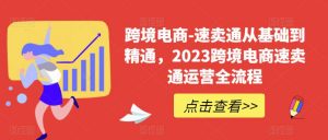 跨境电商-速卖通从基础到精通，2023跨境电商速卖通运营全流程-一号资源库