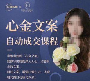 心金文案自动成交课程,教你写出既能深入人心又能吸金的文案,实现朋友圈自动成交效果-一号资源库
