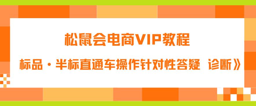 松鼠会电商VIP教程：松鼠《付费推广标品·半标直通车操作针对性答疑&诊断》-一号资源库