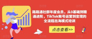 路路通社群年度会员，从0基础到精通进阶，TikTok账号运营到变现的全流程出海模式培训-一号资源库