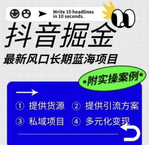 抖音掘金最新风口，长期蓝海项目，日入无上限（附实操案例）【揭秘】-一号资源库