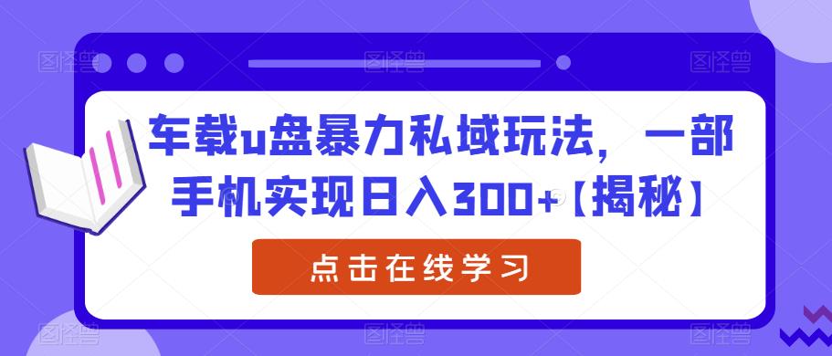 车载u盘暴力私域玩法，一部手机实现日入300+【揭秘】-一号资源库