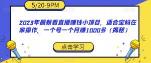 2023年最新看直播赚钱小项目，适合宝妈在家操作，一个号一个月赚1000多（揭秘）-一号资源库