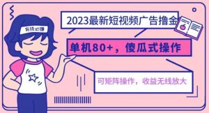 2023最新玩法短视频广告撸金，亲测单机收益80+，可矩阵，傻瓜式操作，小白可上手【揭秘】-一号资源库