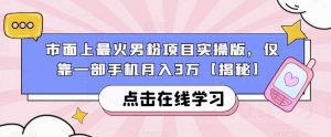 市面上最火男粉项目实操版，仅靠一部手机月入3万【揭秘】-一号资源库