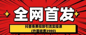 全网首发：抖音免费投放引流实操课(外面收费3980)【揭秘】-一号资源库