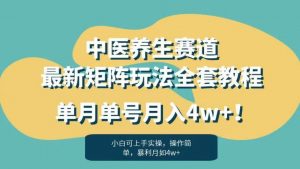 暴利赛道中医养生赛道最新矩阵玩法，单月单号月入4w+！【揭秘】-一号资源库
