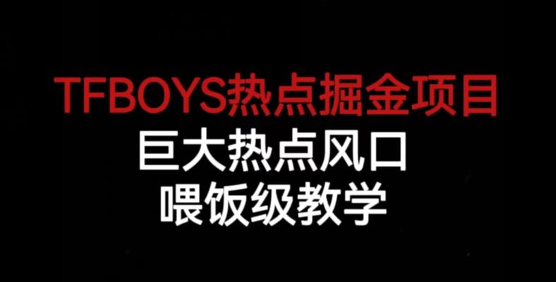 TFBOYS热点掘金项目，巨大热点风口，喂饭级教学-一号资源库