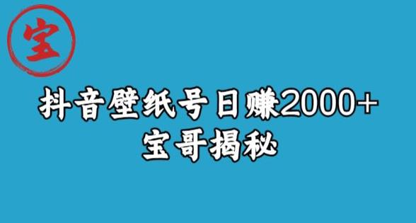 宝哥抖音壁纸号日赚2000+，不需要真人露脸就能操作【揭秘】-一号资源库