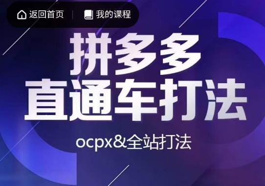互力·拼多多直通车打法，ocpx&全站打法-一号资源库