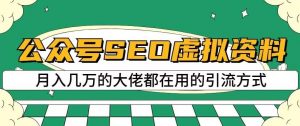 公众号SEO虚拟资料，操作简单，日入500+，可批量操作【揭秘】-一号资源库