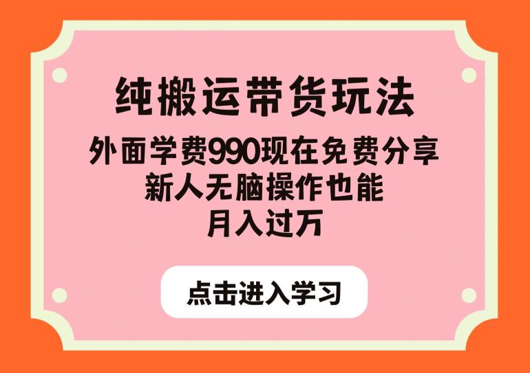 纯搬运带货玩法，外面学费990现在免费分享，新人无脑操作也能月入过万【揭秘】-一号资源库