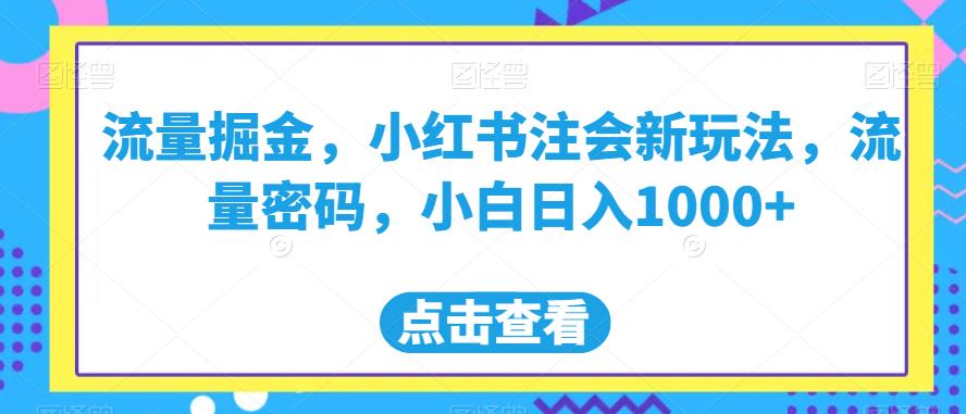 流量掘金，小红书注会新玩法，流量密码，小白日入1000+【揭秘】-一号资源库