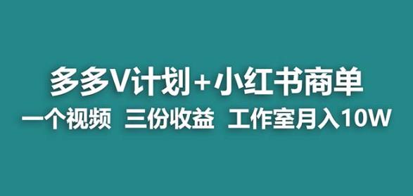 【蓝海项目】多多v计划+小红书商单一个视频三份收益工作室月入10w-一号资源库