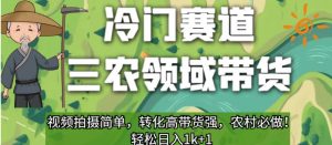 冷门赛道三农领域带货，视频拍摄简单，转化高带货强，农村必做！【揭秘】-一号资源库