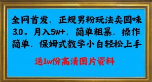 全网首发正规男粉玩法卖圆味3.0，月入5W+，简单粗暴，操作简单，保姆式教学，小白轻松上手-一号资源库
