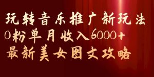 玩转音乐推广新玩法，0粉单月收入6000+，最新美女图文攻略【揭秘】-一号资源库
