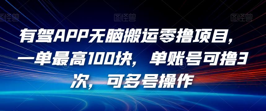 有驾APP无脑搬运零撸项目，一单最高100块，单账号可撸3次，可多号操作【揭秘】-一号资源库