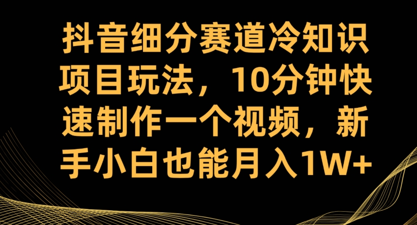 抖音细分赛道冷知识项目玩法，10分钟快速制作一个视频，新手小白也能月入1W+【揭秘】-一号资源库