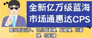 全新亿万级蓝海市场通惠达cps，最强管道收入，让你睡着赚、躺着赚、玩着赚、轻松赚【揭秘】-一号资源库