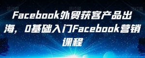 Facebook外贸获客产品出海，0基础入门Facebook营销课程-一号资源库