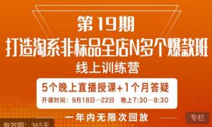 打造淘系非标全店N多个爆款线上课，​5天直播课-一号资源库