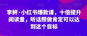 李鲆·小红书爆款课，十倍提升阅读量，听话照做肯定可以达到这个目标-一号资源库