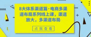 8大体系渠道篇·电商多渠道布局系列线上课，渠道放大，多渠道布局-一号资源库