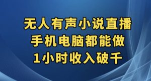 抖音无人有声小说直播，手机电脑都能做，1小时收入破千【揭秘】-一号资源库