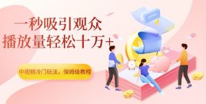 中视频冷门玩法，一秒吸引观众，播放量轻松十万+，保姆级教程【揭秘】-一号资源库
