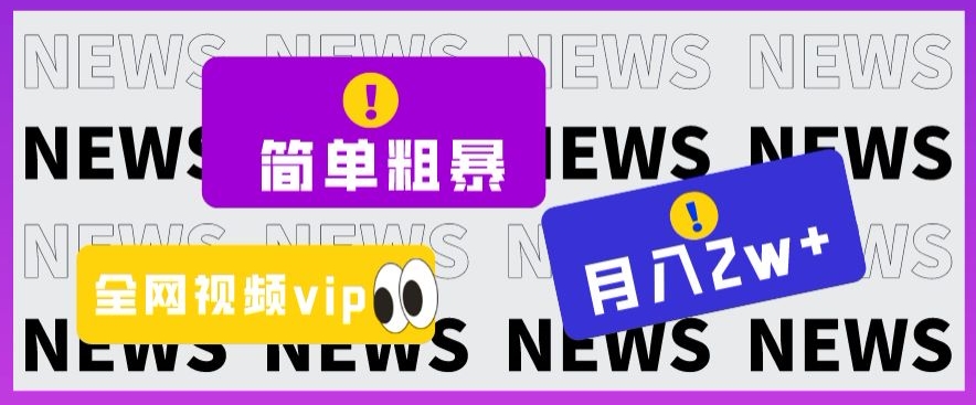 简单粗暴零成本，高回报，全网视频VIP掘金项目，月入2万＋【揭秘】-一号资源库