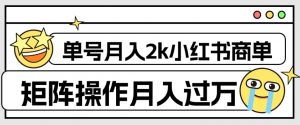 外面收费1980的小红书商单保姆级教程，单号月入2k，矩阵操作轻松月入过万-一号资源库
