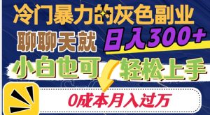 冷门暴利的副业项目，聊聊天就能日入300+，0成本月入过万【揭秘】-一号资源库