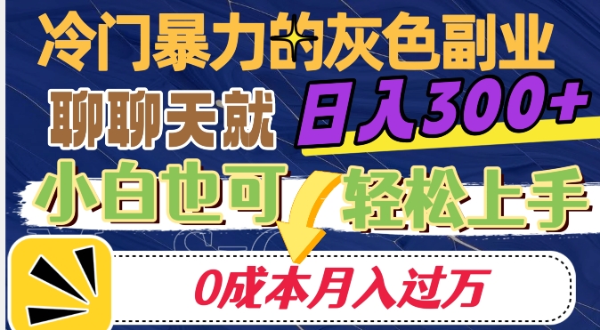 冷门暴利的副业项目，聊聊天就能日入300+，0成本月入过万【揭秘】-一号资源库