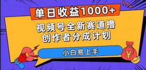 单日收益1000+，视频号全新赛道撸创作者分成计划，小白易上手【揭秘】-一号资源库