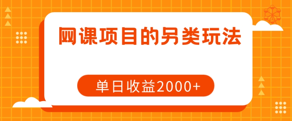 网课项目的另类玩法，单日收益2000+【揭秘】-一号资源库