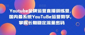 Youtube金牌运营直播训练营，国内最系统YouTuBe运营教学，掌握长期稳定流量密码-一号资源库