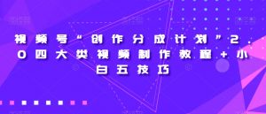 视频号“创作分成计划”2.0四大类视频制作教程+小白五技巧【揭秘】-一号资源库