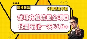 试玩充值流掘金项目,批量矩阵玩法一天500+【揭秘】-一号资源库