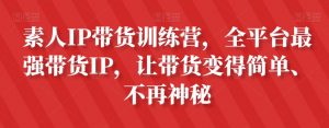 素人IP带货训练营,全平台最强带货IP,让带货变得简单、不再神秘-一号资源库