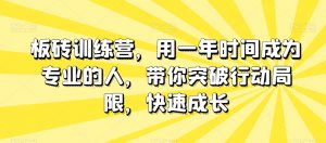 板砖训练营，用一年时间成为专业的人，带你突破行动局限，快速成长-一号资源库