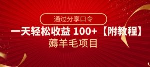 薅羊毛项目，靠分享口令，一天轻松收益100+【附教程】【揭秘】-一号资源库