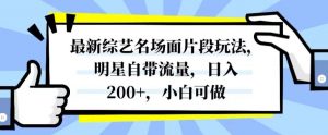最新综艺名场面片段玩法，明星自带流量，日入200+，小白可做【揭秘】-一号资源库
