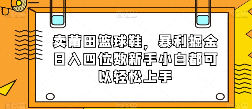 卖莆田篮球鞋，暴利掘金日入四位数新手小白都可以轻松上手【揭秘】-一号资源库