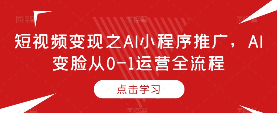 短视频变现之AI小程序推广，AI变脸从0-1运营全流程-一号资源库