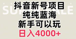 抖音蓝海赛道，必须是新账号，日入4000+【揭秘】-一号资源库