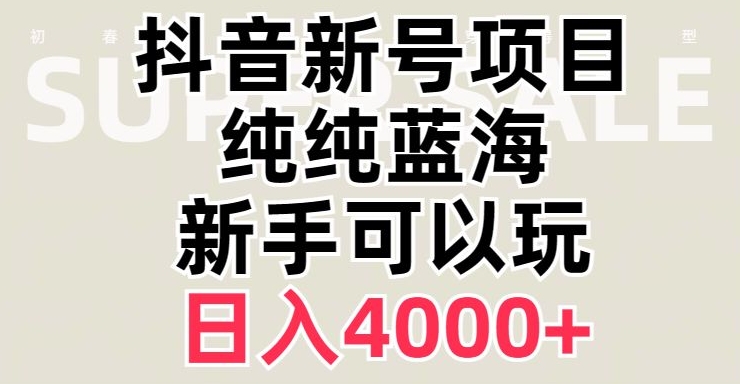 抖音蓝海赛道，必须是新账号，日入4000+【揭秘】-一号资源库
