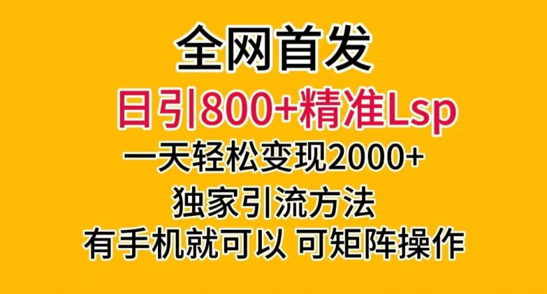 全网首发！日引800+精准老色批，一天变现2000+，独家引流方法，可矩阵操作【揭秘】-一号资源库