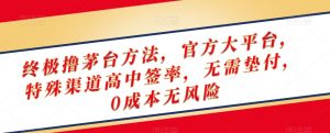 终极撸茅台方法，官方大平台，特殊渠道高中签率，无需垫付，0成本无风险【揭秘】-一号资源库