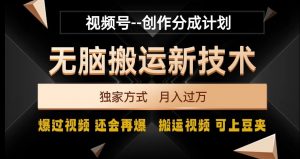 视频号无脑搬运新技术,破原创壕流量,独家方式,爆过视频,还会再爆【揭秘】-一号资源库